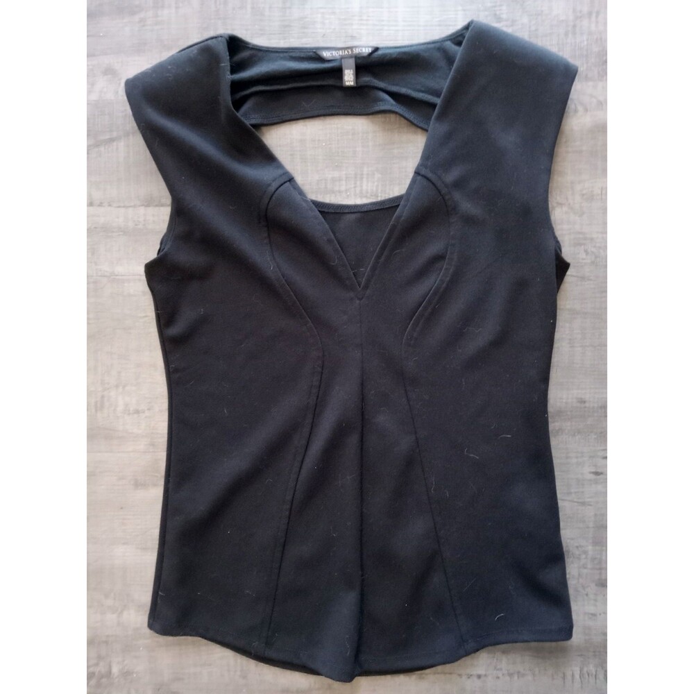 Victoria's Secret Black Cut-Out Deep V Tank Top Size Medium